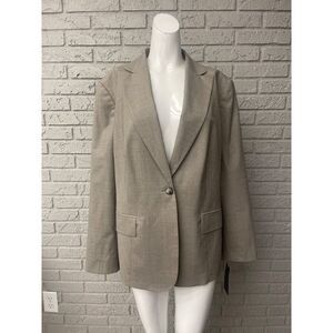 NWT Jones New York Collection Women Beige Stretch One Button Blazer Size 14